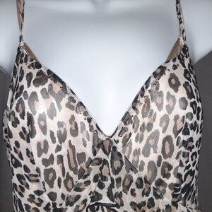 VS Victoria's Secret Slip Dress Nightie * NWOT* Leopard *Over Cream Satin * Lg